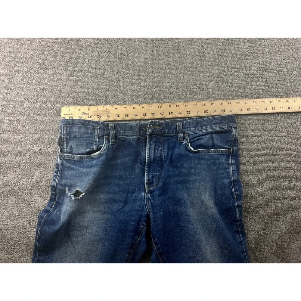 John Varvatos USA Jeans Men 36 Blue Denim Distressed Medium Wash Zip Streetwear